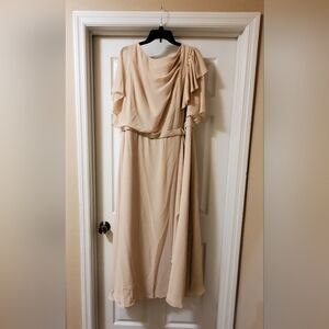 Azazie Aaliyah Bridesmaid A-Line Chiffon Dress Size A22 Color Champagne